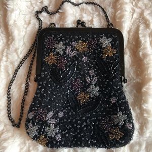 Black beaded clutch